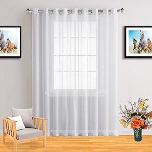 Caroline White 2 panels linen textured with 8 grommets each